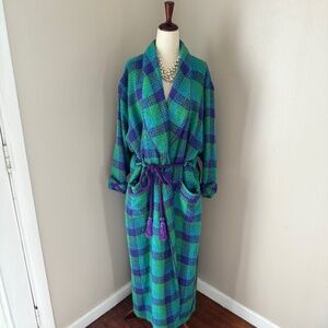 Vintage Victoria’s Secret Gold Label Purple Teal Tweed Robe One Size